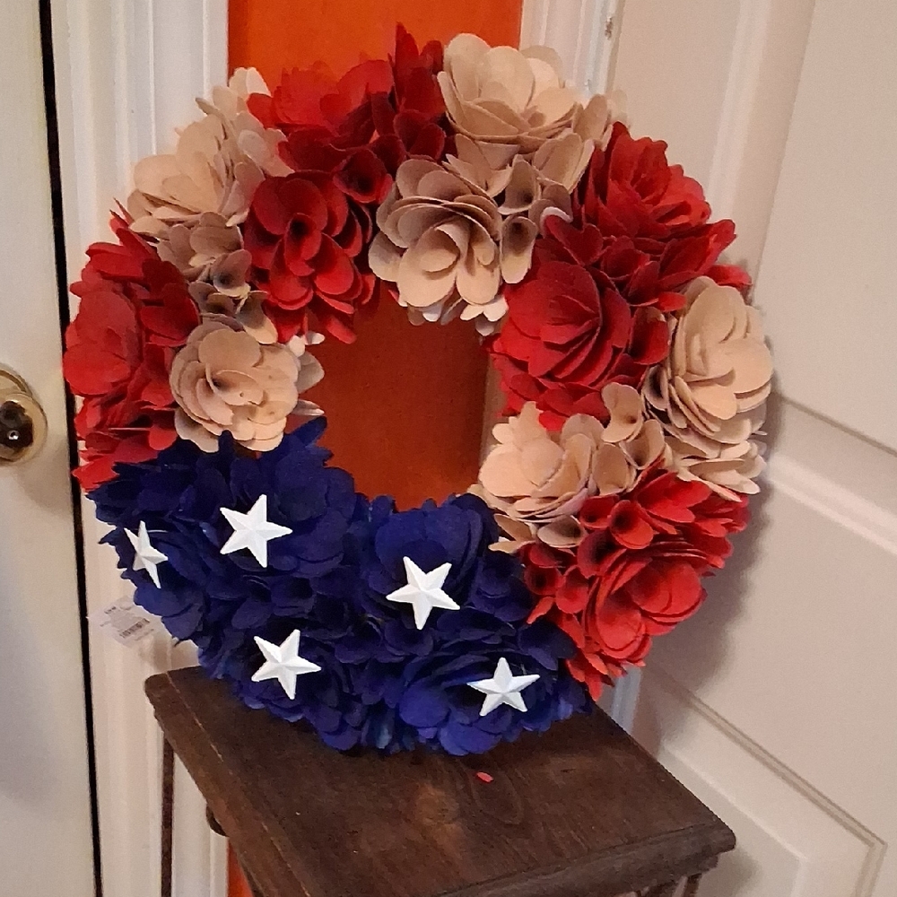 Patriotic Red, White, and Blue Floral Wreath